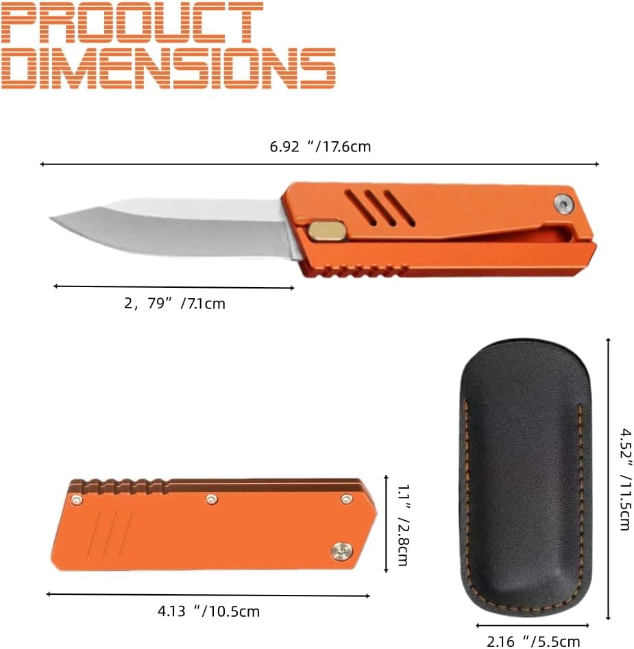 Utility Pocket Knife, Aluminium Survival Knife - 6.9" Multipurpose Tactical Outdoor Tool, Folding knives Practical Lightweight Camping Compact Work knives(Orange)