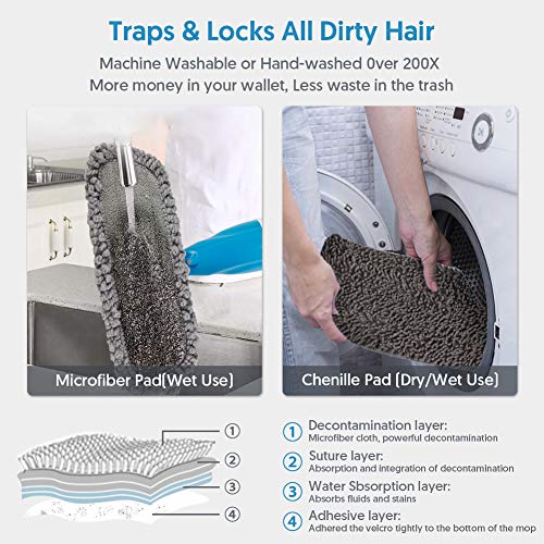 Mops For Cleaning Floors Microfiber Spray Mops, Popten Hardwood Floor Mop Dry Wet Mop With 640Ml Refillable Bottle, 3 Washable Mop Heads,Dust Cleaning Mop For Hardwood Laminate Tile Floors #TOP5