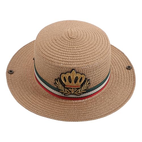 Boy Girl's Straw Sun Hat Boy Girl Summer Hat Flexible Fit for Outdoor Activities Khaki