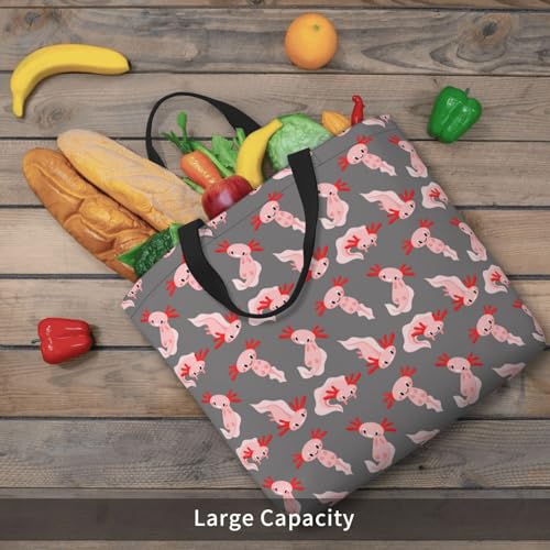 Large Tote Bag For Women - Reusable The Tote Bag With Zipper, Beach Bags For Women, Cartoon Cute Axolotl Pink_C Mom Bag For Mom Suitable For Hospital Beach Travel Shopping4