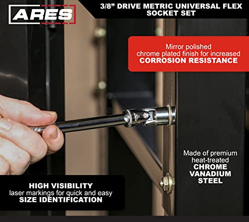 Image of ARES 39015 10-Piece 3 /8-Inch Drive Metric Universal Flex Socket Set
