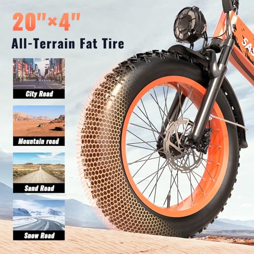 Image of 1500W Folding Electric Bike for Adults, 52V 20AH Large Removable Battery E Bike, 30+MPH, 80 Miles Max Range, 20 inch x4.0 Fat Tire Ebike, Dual Suspension Commute Electric Mountain Bicycle