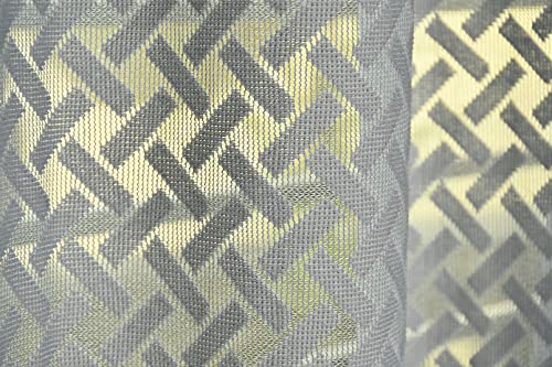 Image of Sheer Net Semi Transparent Home Decor Curtains for Living Room, Balcony Doors and Windows Panel, Parda, Eyelets Hanging, Grey Criss-Cross, 4 x 5 Feet, Pack of 2