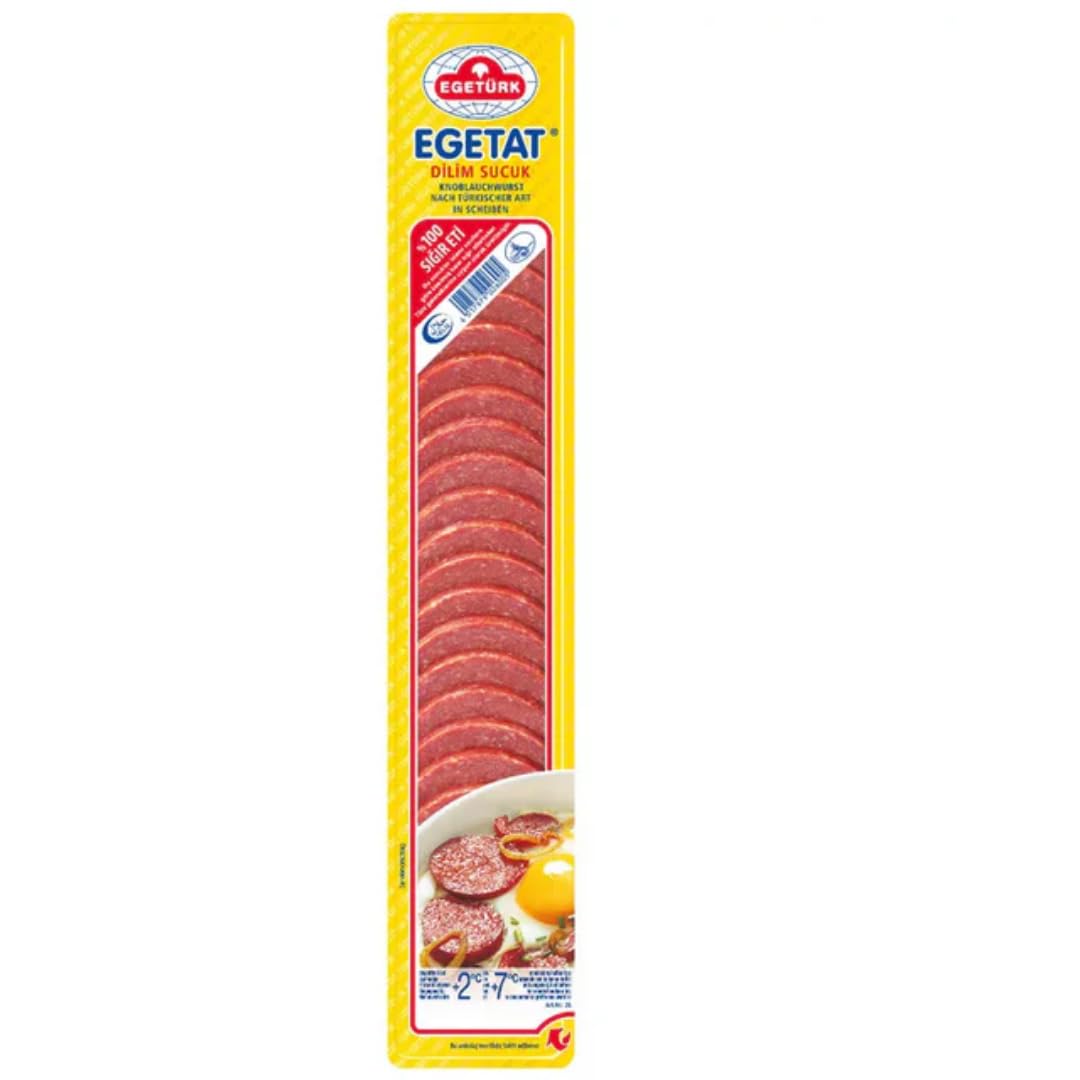 Egetürk, Scheiben Wurst, Pikante und Knoblauchwurst Wurst 200 Gramm x 10 STÜCK