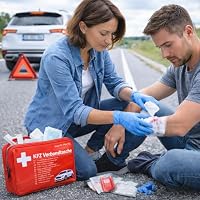 Verbandskasten Auto DIN 13164:2022 – Verbandstasche KFZ Norm 2026 – Erste Hilfe Set Auto – Kfz Verbandskasten StVO konform – Verbandtasche Rot – Ansicht 7