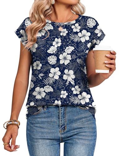Image of Zeagoo Womens Tops Summer Casual Cap Sleeve Tshirts Shirts Business Dressy Spring Fashion Outfits Trendy Clothes