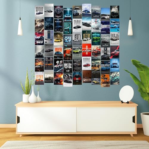 Image of Posters Inc Premium Super-Cars Illustration Cards A6 Small Size Collection Of 54 Track Drift Turbo Coupe Design Images For Stylish Wall Styling Bedroom Decor Gift Ready With Glue Dots