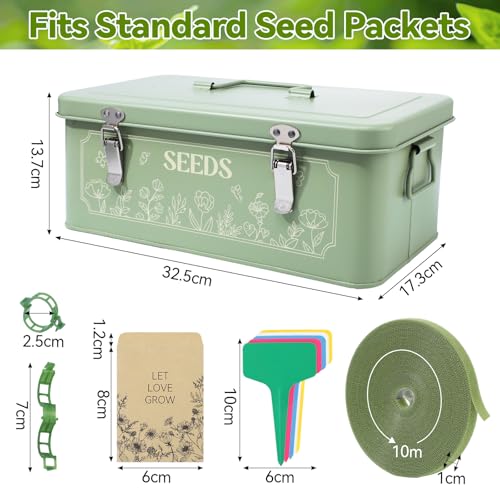 Pimoys Metal Seed Storage Box With Lid, 4 Compartments, Garden Organizer - Image 2