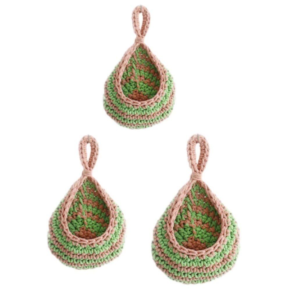 Luxylei Hanging Fruit Baskets for Kitchen, 3 Pcs Wall Hanging Basket, Handwoven Hanging Holder Teardrop Home Produce Basket for Fruits Vegetable Storage
