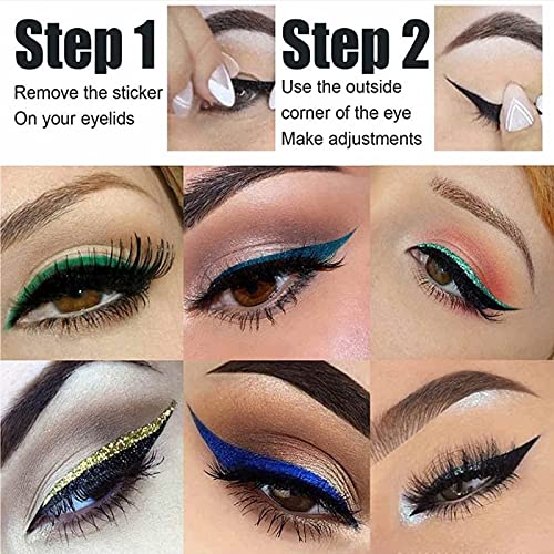 18 Pairs Reusable Eyeliner Stickers Eyeshadow Fashion Stickers Different Color Shiny Eyeliner Stickers Double Eyelid Sticker For Women Dress Up Instant Eyeliner Stickers #TOP6