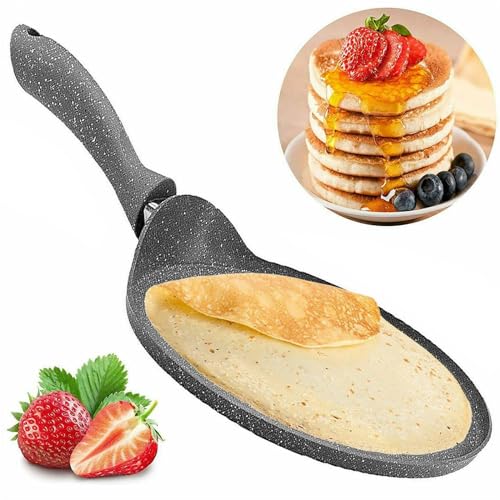 GEEZY Non Stick Crepe Pan 26cm/10.5" - Granite Stone Aluminium, PFOA Free Healthy Cooking, Multi-Use Flat Skillet Fry Pan, Pancake Maker Dosa Tawa for Crepes, Roti, Chapati, Omelette, Tortillas