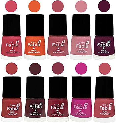 Image of ALL IN ONE (PACK OF 10), Long Lasting Glossy Nail Polish, 6 ml Each, All Vibrant Colours,02127