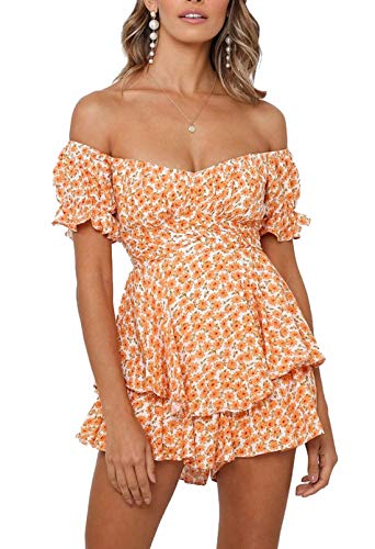 Linsery Dressy Jumpsuits for Women Boho Summer Strapless Romper Shorts Orange M Linsery Dressy Jumpsuits for Women Boho Summer Strapless Romper Shorts Orange M