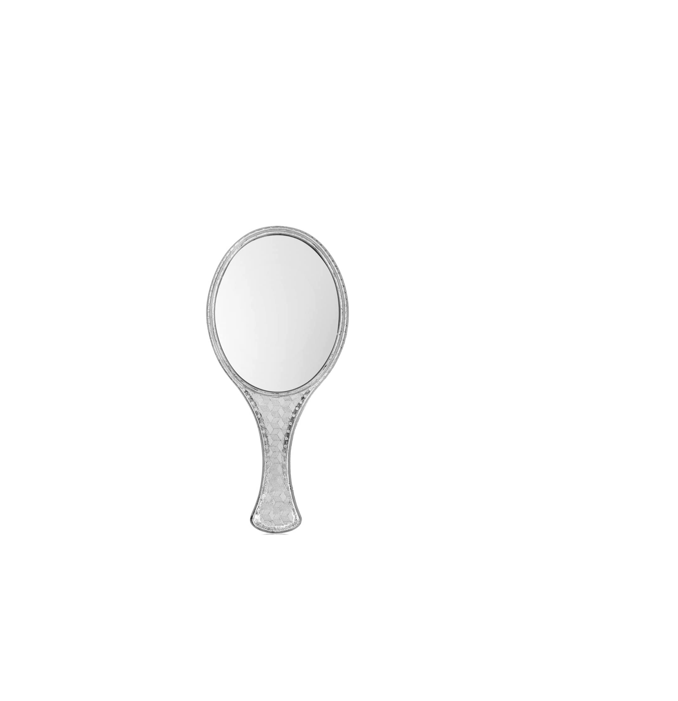 OJ Multipurpose Pocket Handheld Mirror for Women, Portable Travel Makeup Mirror Light weighted Personal Vanity bag Accessories Medium Size Silver Color Oval Shape Pack of 1pc-image-29