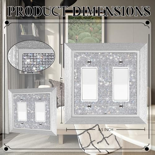 Plaque murale double interrupteur strass et bois chic pour salon de luxe