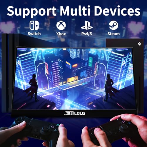 Image of Portable Monitor 17.3 Inch with 144HZ FHD 1080P Display,USB-C and HDMI Inputs, Ultra-Slim IPS Panel with HDR and Premium Smart Cover & Speakers-Compatible with Laptop,PC,Phone,PS5,Switch