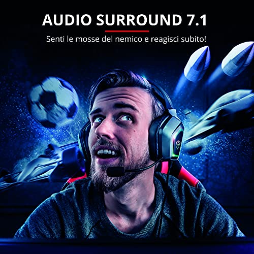 GXT 450 Blizz Cuffie Gaming, Over-Ear con Illuminazione RGB e Suono Surround 7.1, Microfono Flessibile, per PC - Nero - Cuffia gaming - Immagine 2