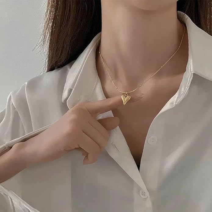 Image of Stone Necklace Set For Women Stylish | Anti Tarnish Waterproof Stainless Steel Chain Pendant Necklaces Jewelry for Love | Gold Plated Jewellery Accessories for Woman & Girls | Birthday Gift for Wife & Girlfriend