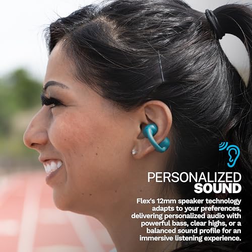 JLab Flex Open Earbuds, Clip-on Cuff Design, Wireless Open-Ear Audio Freedom Effortless Fit, Safe Listening, Bluetooth Multipoint, Customize with The App, Teal - Image 3