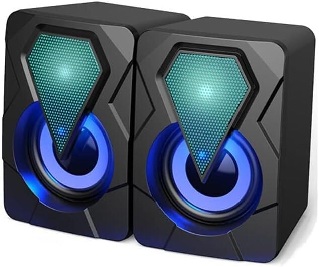 CYANGBO Computer Speakers for Desktop, Computer Speakers for Laptop PC Subwoofer 4D Surround Sound Desktop Speaker Colorful LED Light Soundbar Theater Box Music