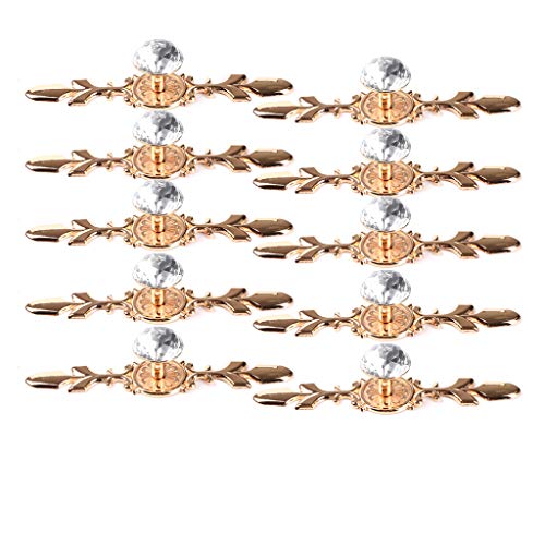 Fvstar 10pcs 6.7" Gold Crystal Cabinet Knobs Diamond Drawer Pulls Clear Glass Wardrobe Handles Decorative Furniture Door Hardware for Kitchen Bathroom Bedroom