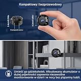 Voltvera Mini kamera 720P Full HD WLAN, kamera do monitoringu wewnątrz, transmisja na żywo, aplikacja do monitoringu z akumulatorem, mała kamera bezpieczeństwa WiFi, kompaktowa mikro-kamera, czujnik