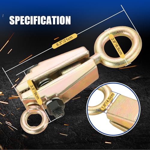 Image of MYFULLY 5 Ton 2-Way Auto Body Repair Pull Clamp Heavy-Duty Self-Tightening Frame & Sheet Metal Repair Tool with Anti-Rust Grips Collision Repair Clamp for Top & Straight Pulling