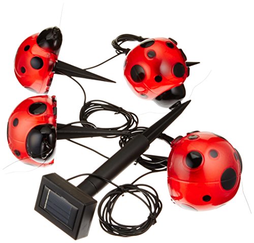Smart Solar 3656MRM4 Ladybug Solar Red Light Set, 4-Pack, Powered by a Separate Solar Panel Allowing Lights to be Placed in Shady Areas