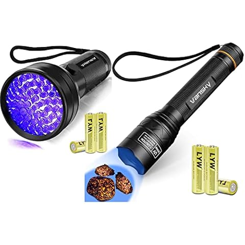 Vansky 【Recommend】 365nm UV Light Flashlight and 51 LED 395nm Blacklight UV Flashlight Pet Urine Detector for Dog/Cat Urine, Dry Stains Cover