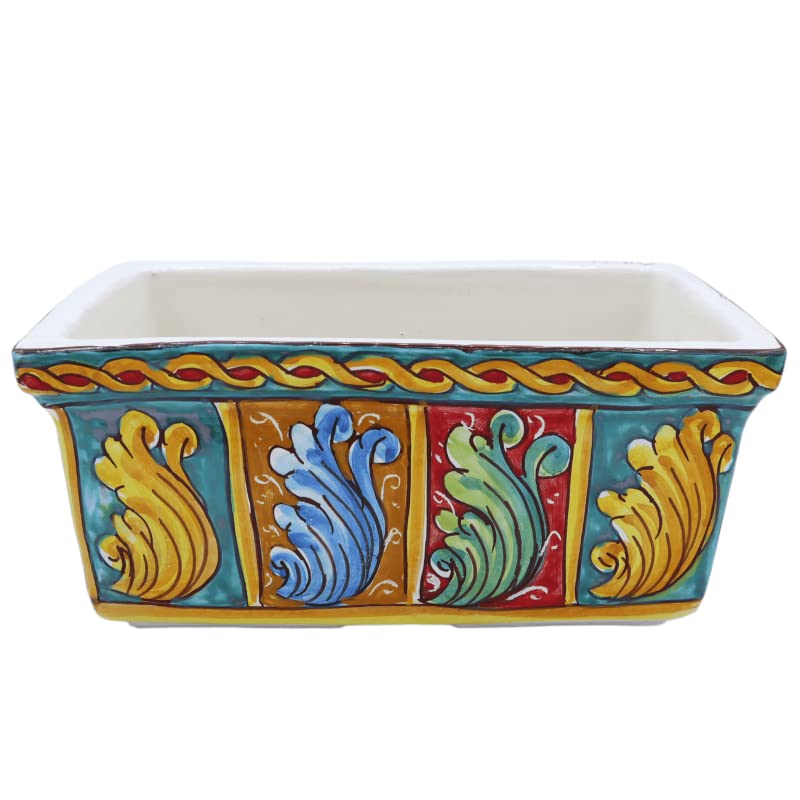 Céramique de Caltagirone : grand vase baroque rectangulaire pour fleurs