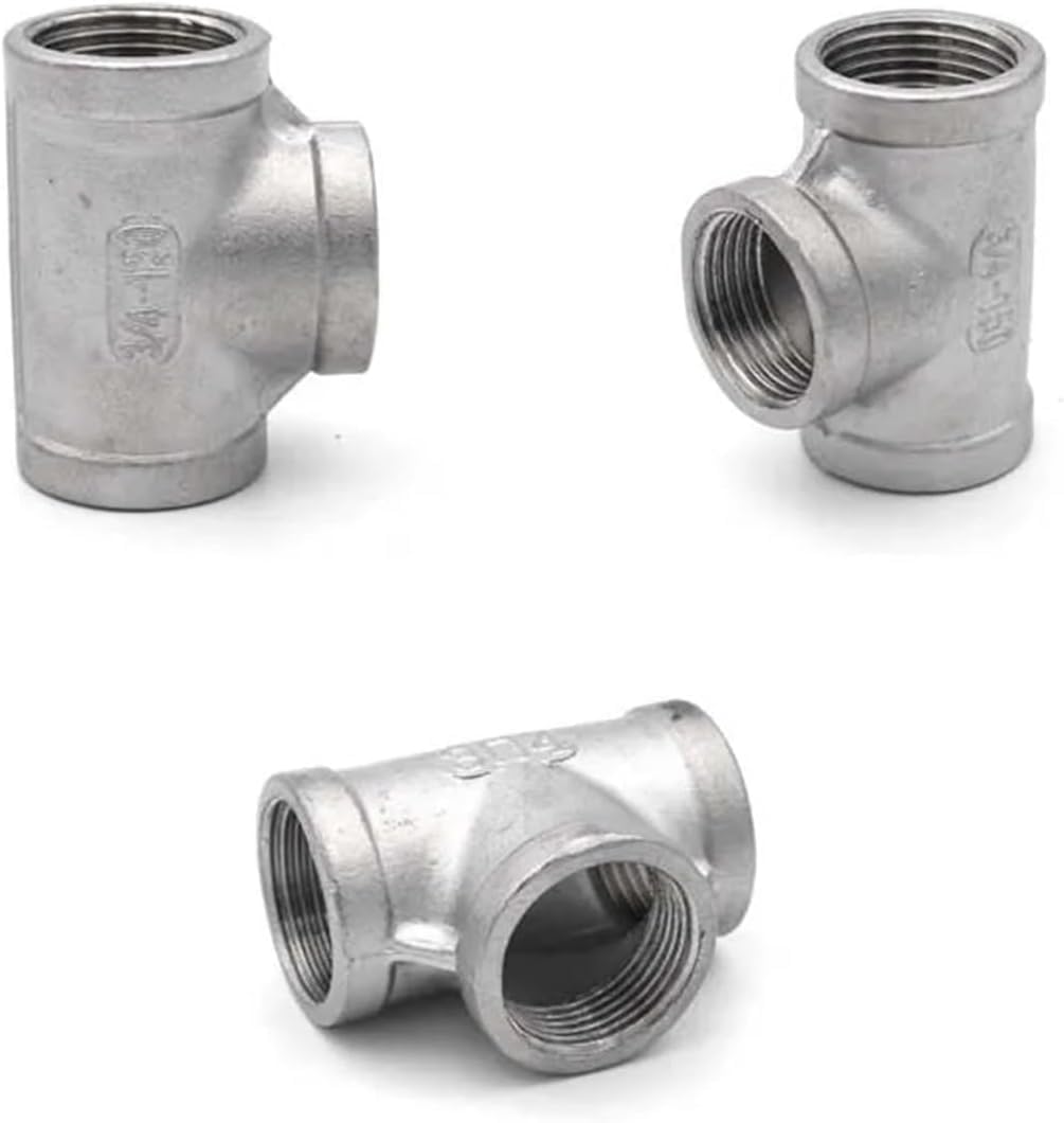 304 Stainless Steel BSPT Male Female Pipe Fitting – Four-Way & Three-Way Connector (Red, 1-1/4")(White,0.25 Inch)