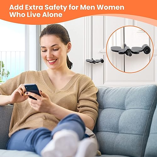 Portable Door Lock Home Security Hotel Door Locks for Travelers Door Safety Locks from Inside Bedroom Apartment Security Travel Gifts Essentials Black - Image 5