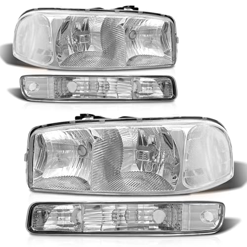 Image of for 1999-2006 GMC Sierra /Yukon Headlights Chrome Pair