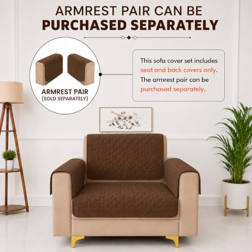 Image of Homerz Premium Petal Charm Sofa Cover | Embossed Floral Pattern | Soft Touch, Anti-Dust & Easy Wash Fabric Cloth, Washable and Durable (Rust, 1 Seater, Seat Cover with Backrest)