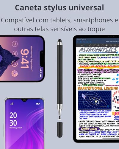 Caneta Stylus Touch Screen Universal 2 em 1 – Para Smartphones, Tablets e Telas Touchscreen Compatív