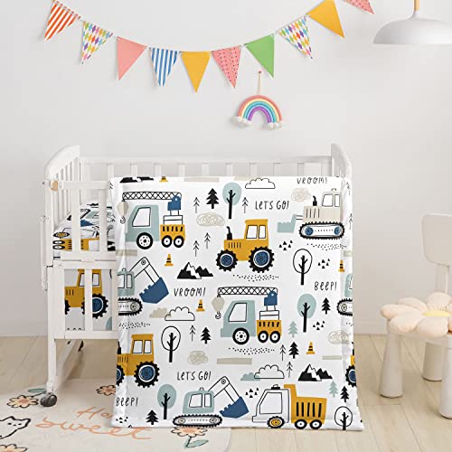 Datura home Crib Bedding Set,3pcs Nursery Crib Bedding with Comforter Crib Sheet & Crib Skirt,Watercolor Butterfly Printed Nursery Bedding for Baby Boys and Girls(Truck)