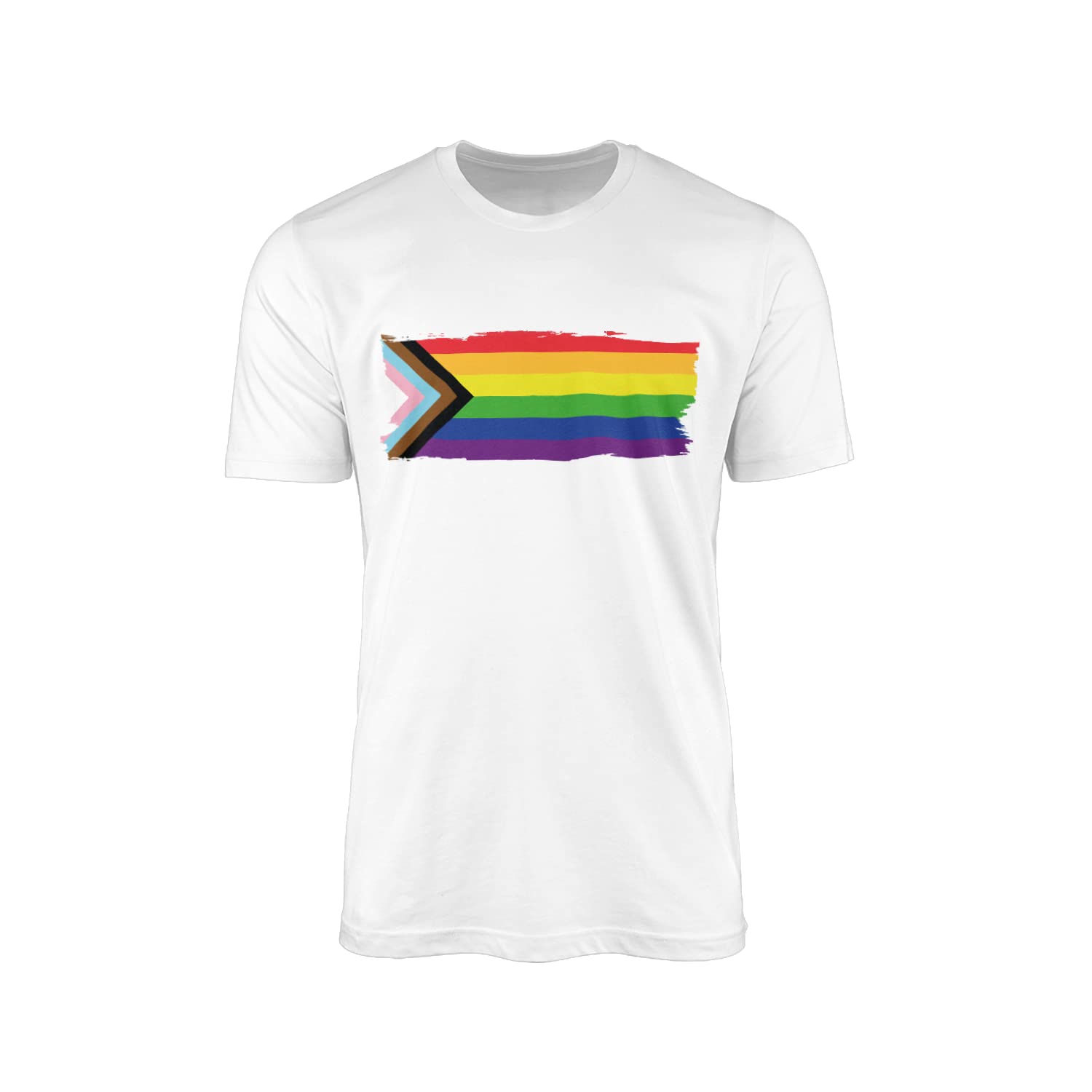 Inclusive Pride Flag T-Shirt - LGBT Rainbow Lesbian Gay Transgender Bisexual Women Men Non-Binary Pansexual Clothing Clothes Accessories LGBTQ Gifts Presents(White Prime, Medium)