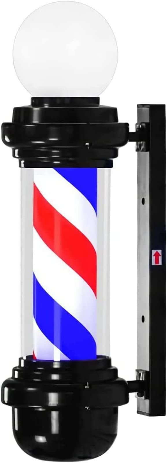 Enseigne barber pole lumineuse LED rotative de 100 cm pour façade de salon