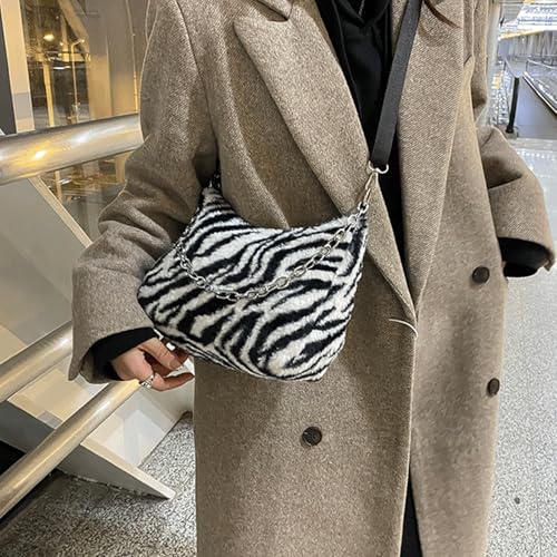 Fur Purse Plush Furry Bag Fluffy Fuzzy Crossbody Shoulder Bag with Chain Zipper Cute Box Bags for Women4
