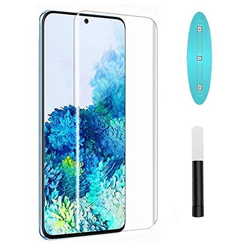 Image of UV Tempered Glass for Samsung Galaxy S20 Advanced Border Less Full edge to edge Full Screen Coverage UV Screen Protector Guard with Installation Kit - Pack of 1