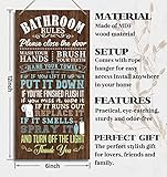 HALUOSI Humorous Wooden Bathroom Sign, 12 x 6 inches, Brown, Rustic Style, Wall Mount