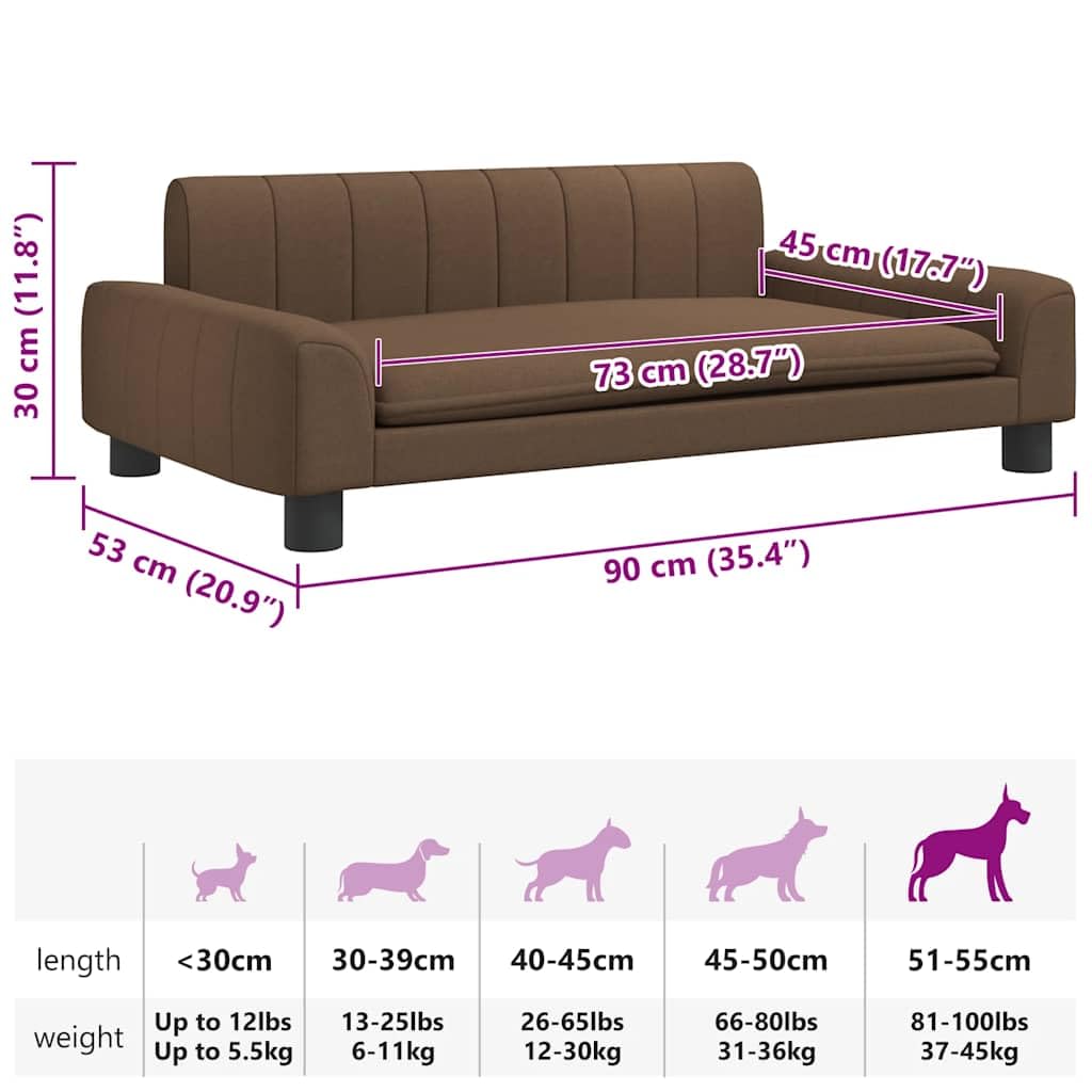 vidaXL Cama para Perros de Tela marrón 90x53x30 cm, sofá para Perros, Cama para Cachorros, Asiento para Perros, sofá para Mascota, Silla para Perros