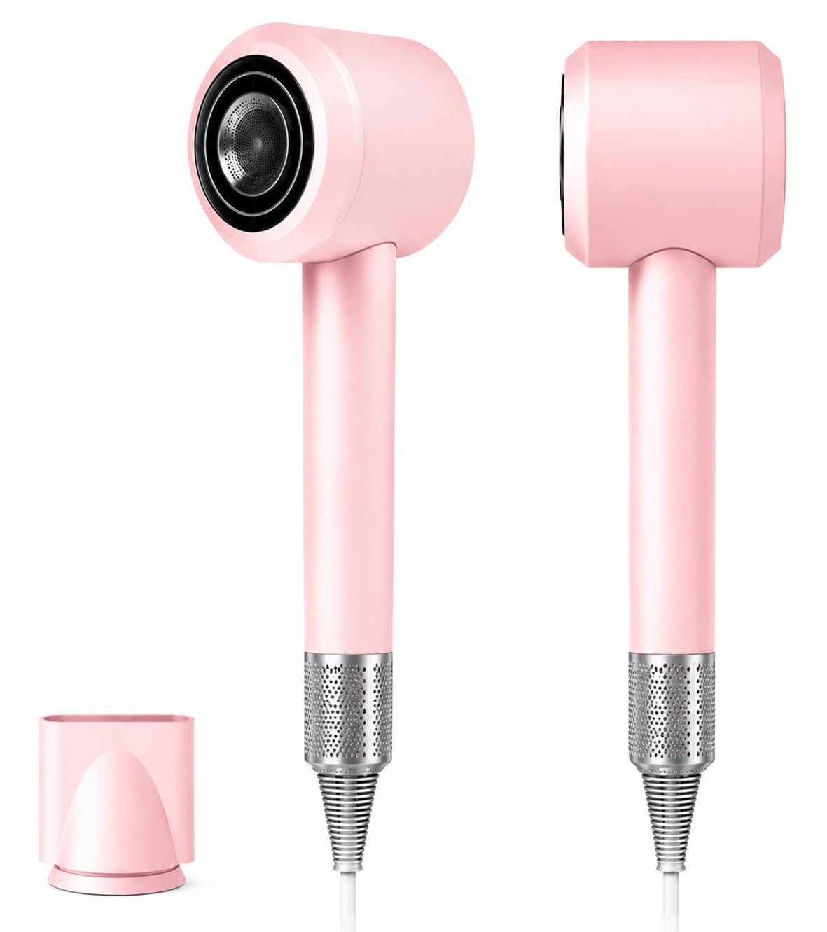 High Speed Hair Dryer with Magnetic Nozzle, Smart Hot & Cold Cycle Ionic Blow Dryer, Low Noise Lightweight Travel Pink Hairdryer, 105K RPM Brushless Motor for Fast Drying