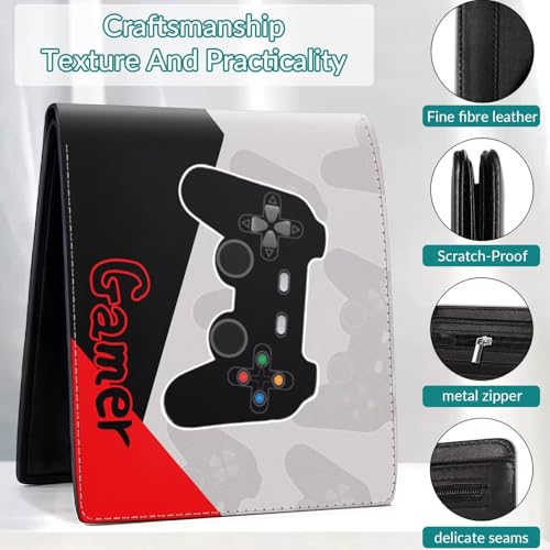 Image of EXXBYELI Gamer Gifts for Boys Wallet Gamepad Leather Wallets Credit Id Card Cash Holder Black Rfid Blocking Zipper Cute Cool Funny Aesthetic Gaming Wallets Gifts for Gamers Men Boys Teenager