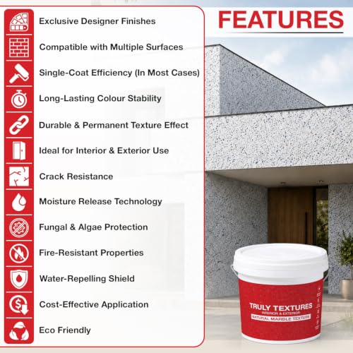 Image of Marble Texture Paint, 3D Designer Stone and Granite Luxury Finish, Washable Water Resistant Acrylic Emulsion, Interior Exterior Ready to use (Glacier Blue)