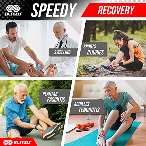 Blitzu Ankle Brace With Adjustable Compression Support Strap For Achilles Tendonitis, Joint Pain Relief. Ankle Wrap For Women & Men For Sprained Ankle & Protectors Sleeve For Heel Pain, Foot Arch L #TOP1