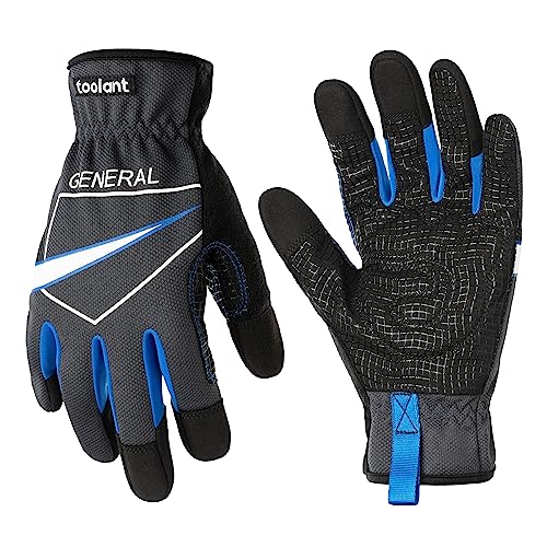 toolant Luvas de trabalho para homem, série Arrow, luvas mecânicas para ecrã tátil, aderência superior, luvas de trabalho utilitárias para uso multiusos, pequenas
