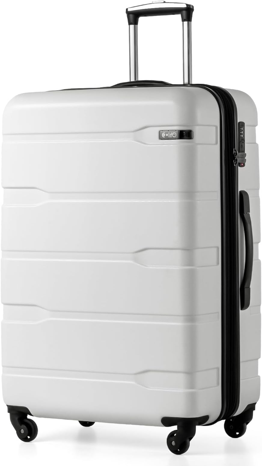 Expandable Large Checked Luggage Hardside PC+ABS Suitcase with TSA Lock, Lightweight Rolling Carry On with Spinner Wheels(White, 28in)