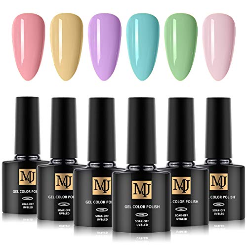 FERCAISH 6 Pcs Gel Nail Polish Set, Eco-Friendly Pastel Gel Polish Starter Kit Soak Off UV LED Nail Gel Manicure Varnish Set
