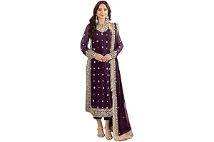 Women's Unstitched Georgette Salwar Kameez Embroidered Traditional Pakistani Attire